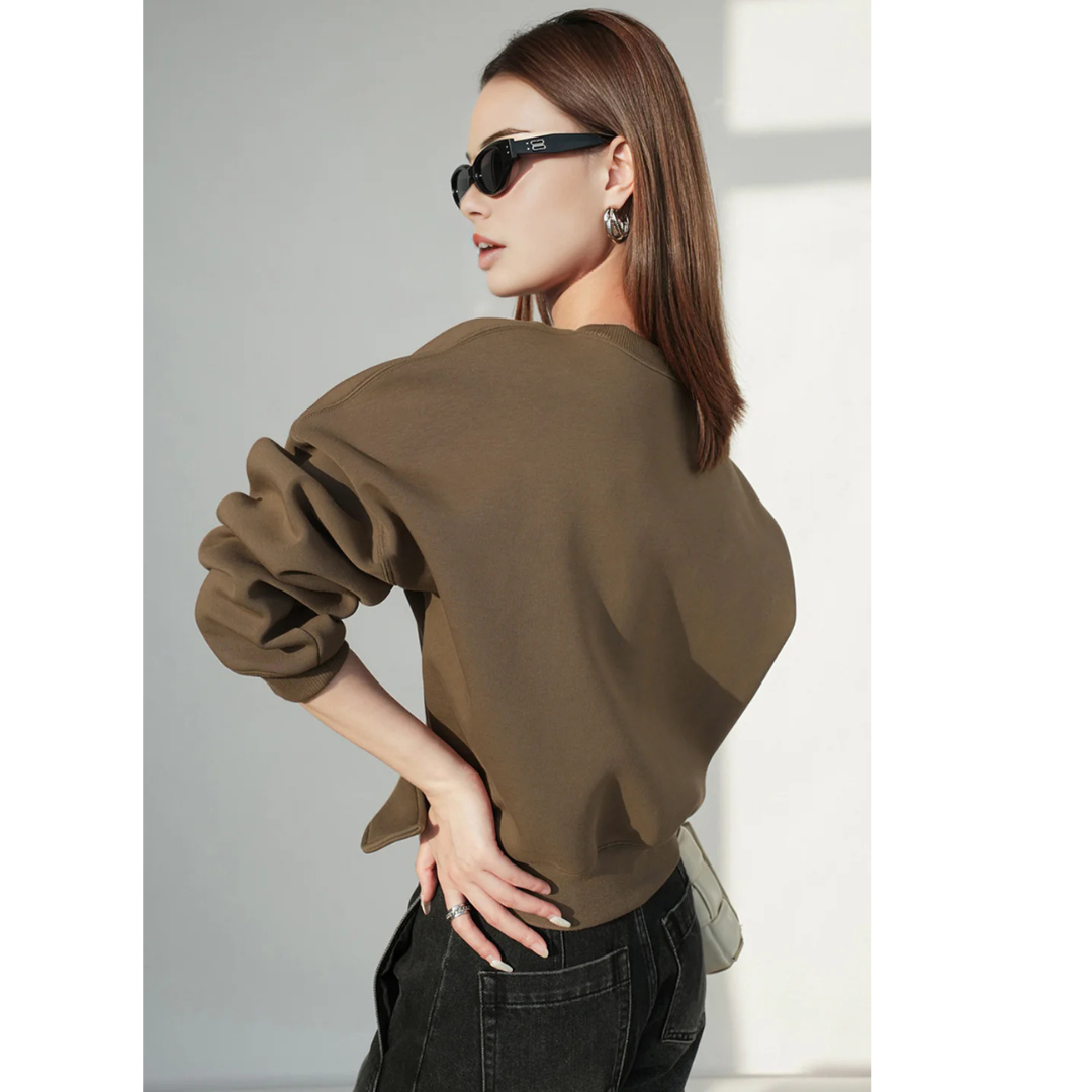 Commense Belted Short Sweatshirt