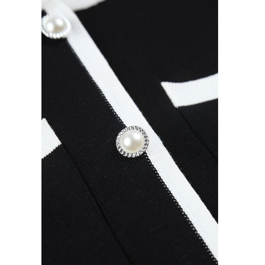 Commense Multi Pocket Button Sleeveless Short Sweater Dress