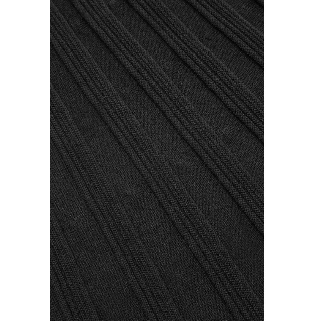 Commense Mock Neck Flared Sweater Dress